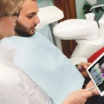 Dr And Patien Analizing AI Image of teeth X Ray